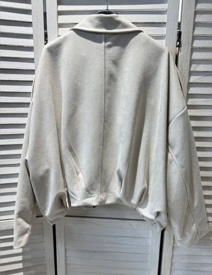 Veste over size en suédine écru