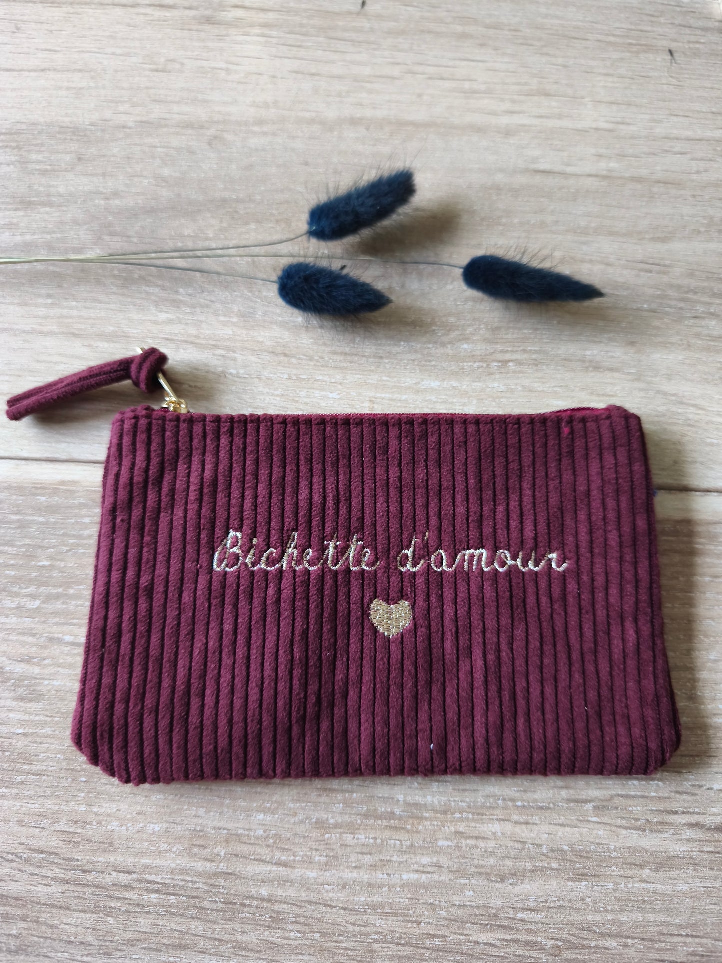 Pochette velours "Bichette d'amour"
