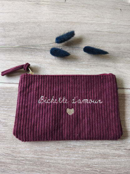 Pochette velours "Bichette d'amour"
