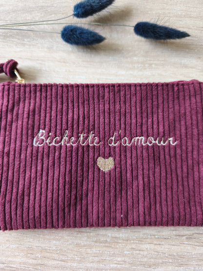 Pochette velours "Bichette d'amour"