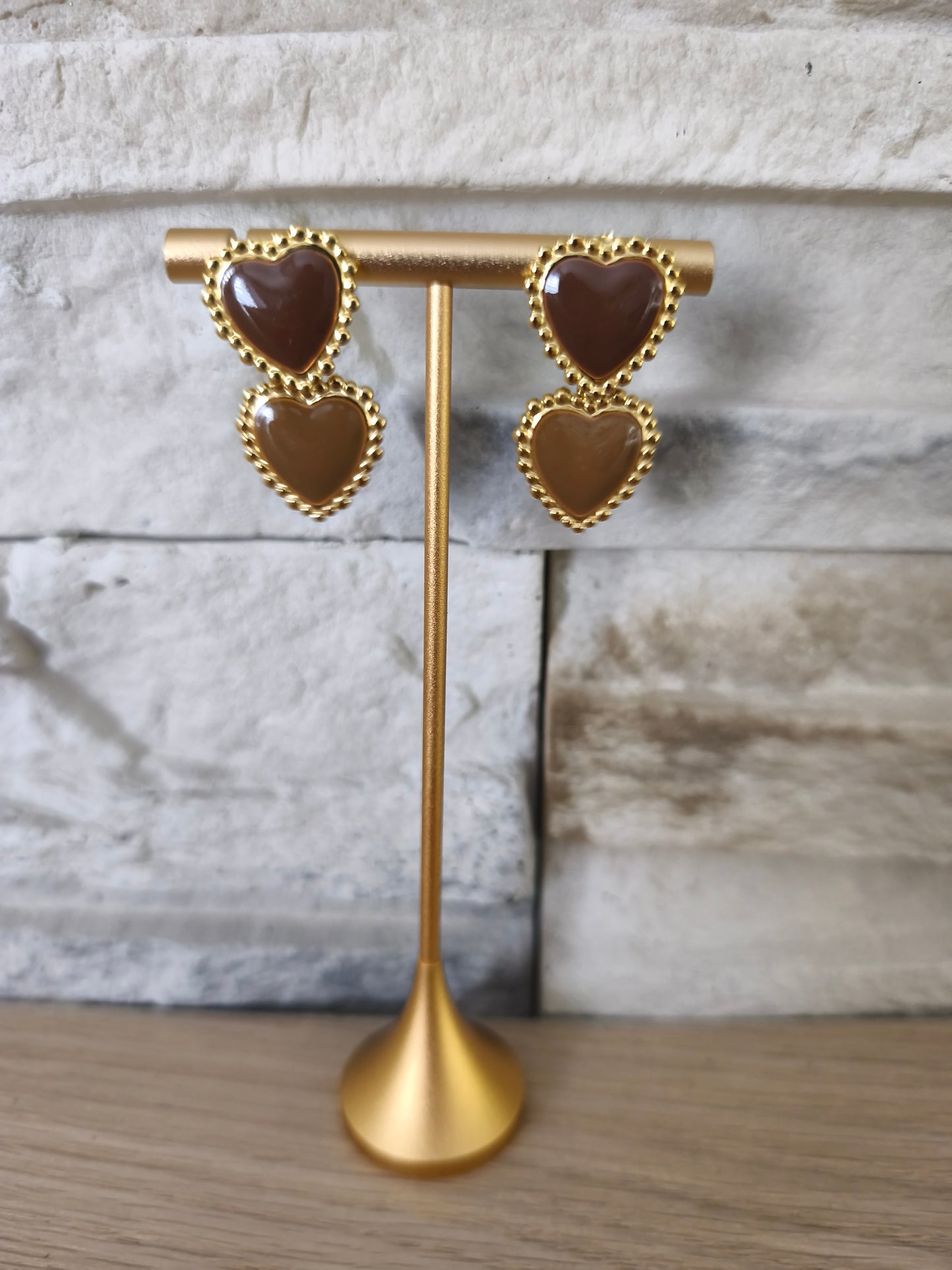 Boucles d'oreilles coeur camel