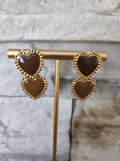 Boucles d'oreilles coeur camel