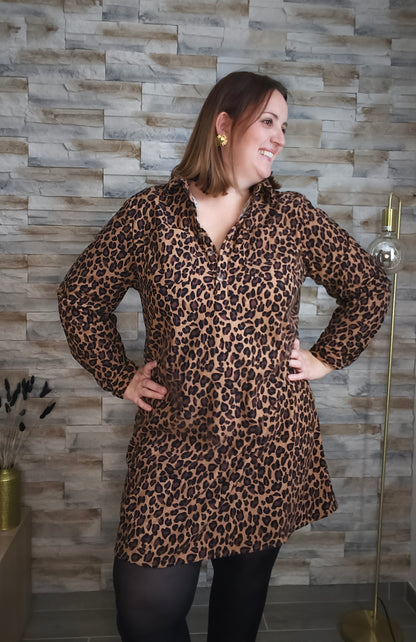 Robe courte léopard