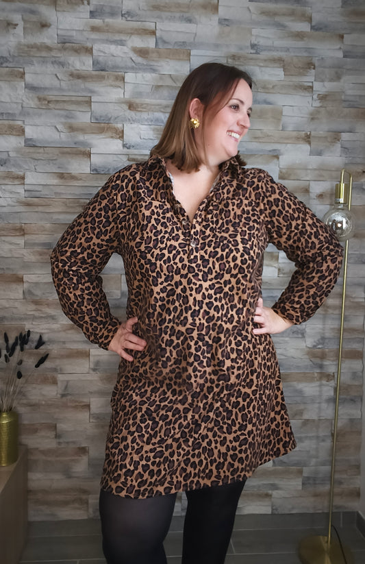 Robe courte léopard