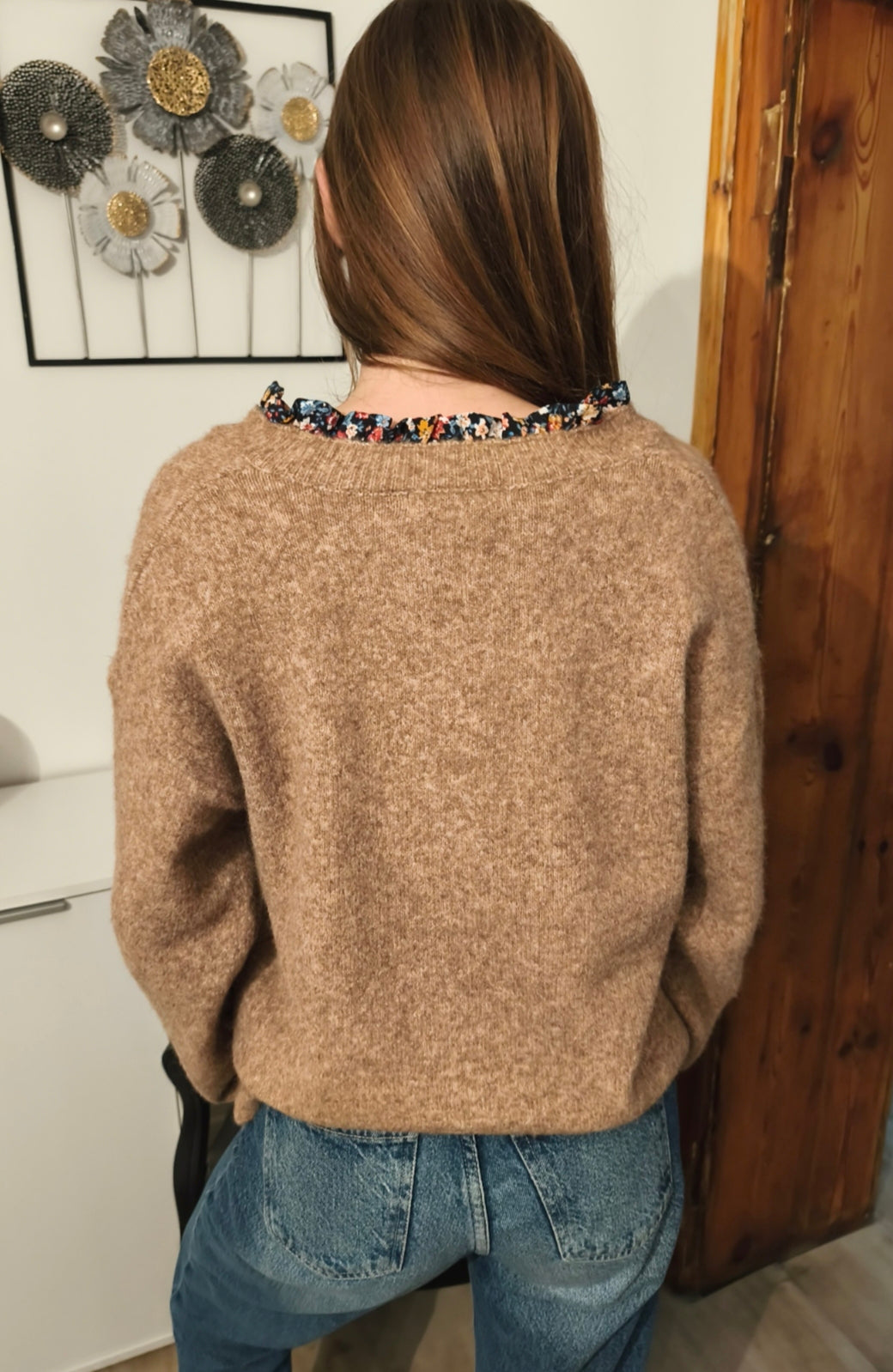 Pull marron clair cœur