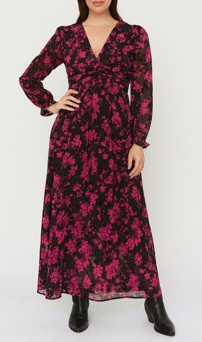 Robe longues fleurs roses