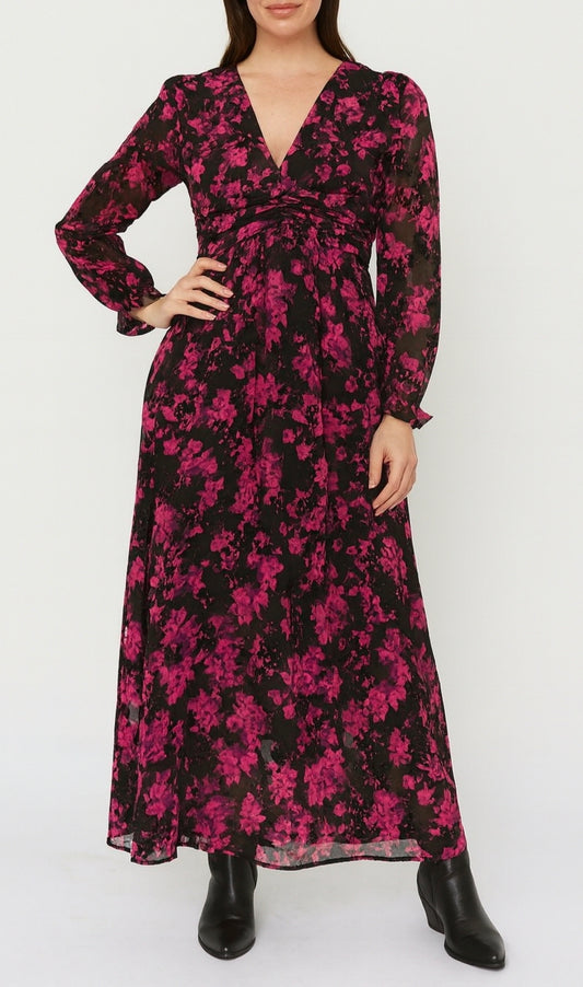Robe longues fleurs roses