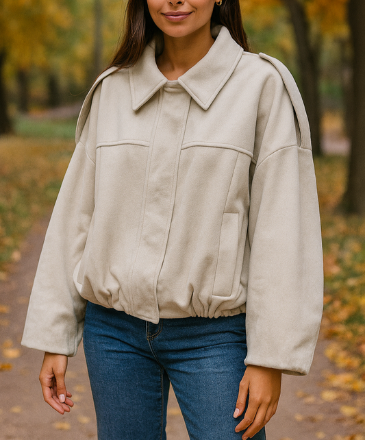 Veste over size en suédine écru