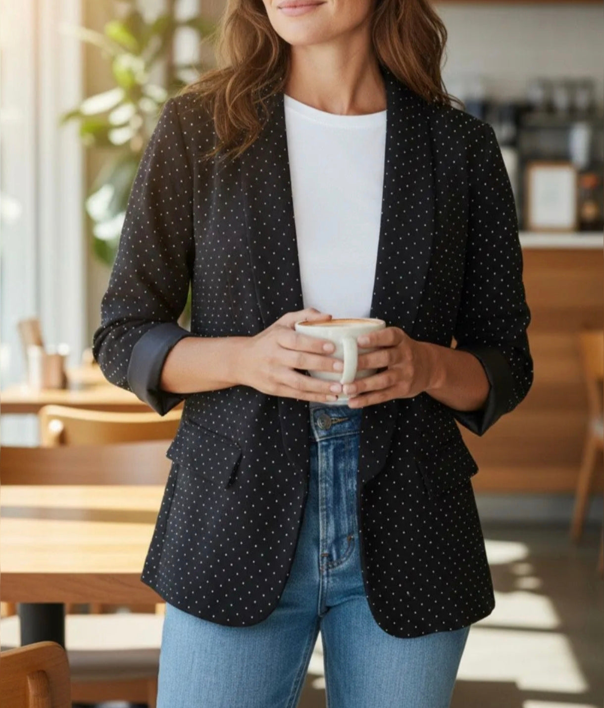 Veste noire à strass argentés