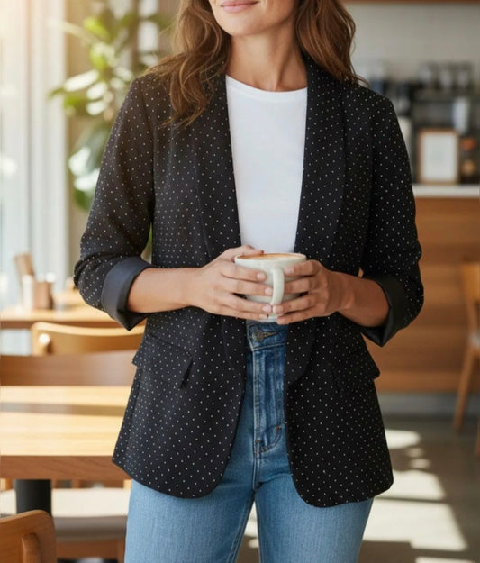 Veste noire à strass argentés