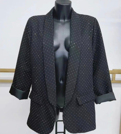 Veste noire à strass argentés