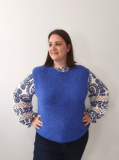 Pull bleu sans manches