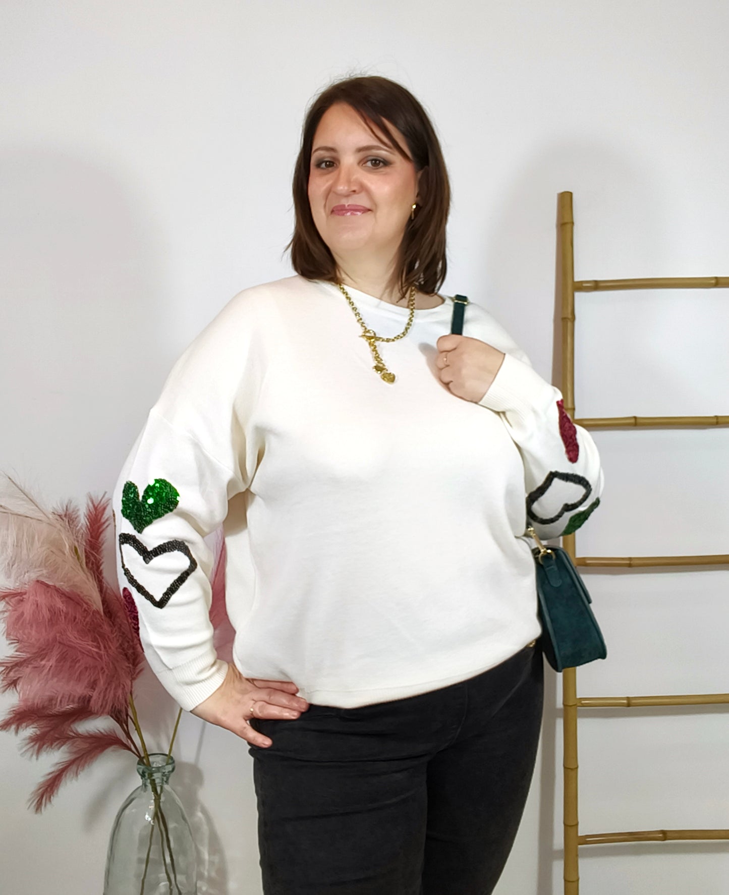 Pull blanc à sequins