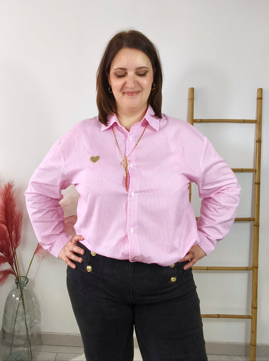 Chemise à rayures roses