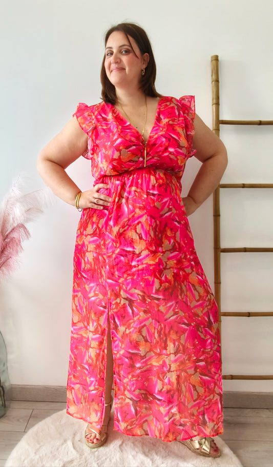Robe longue imprimé rose
