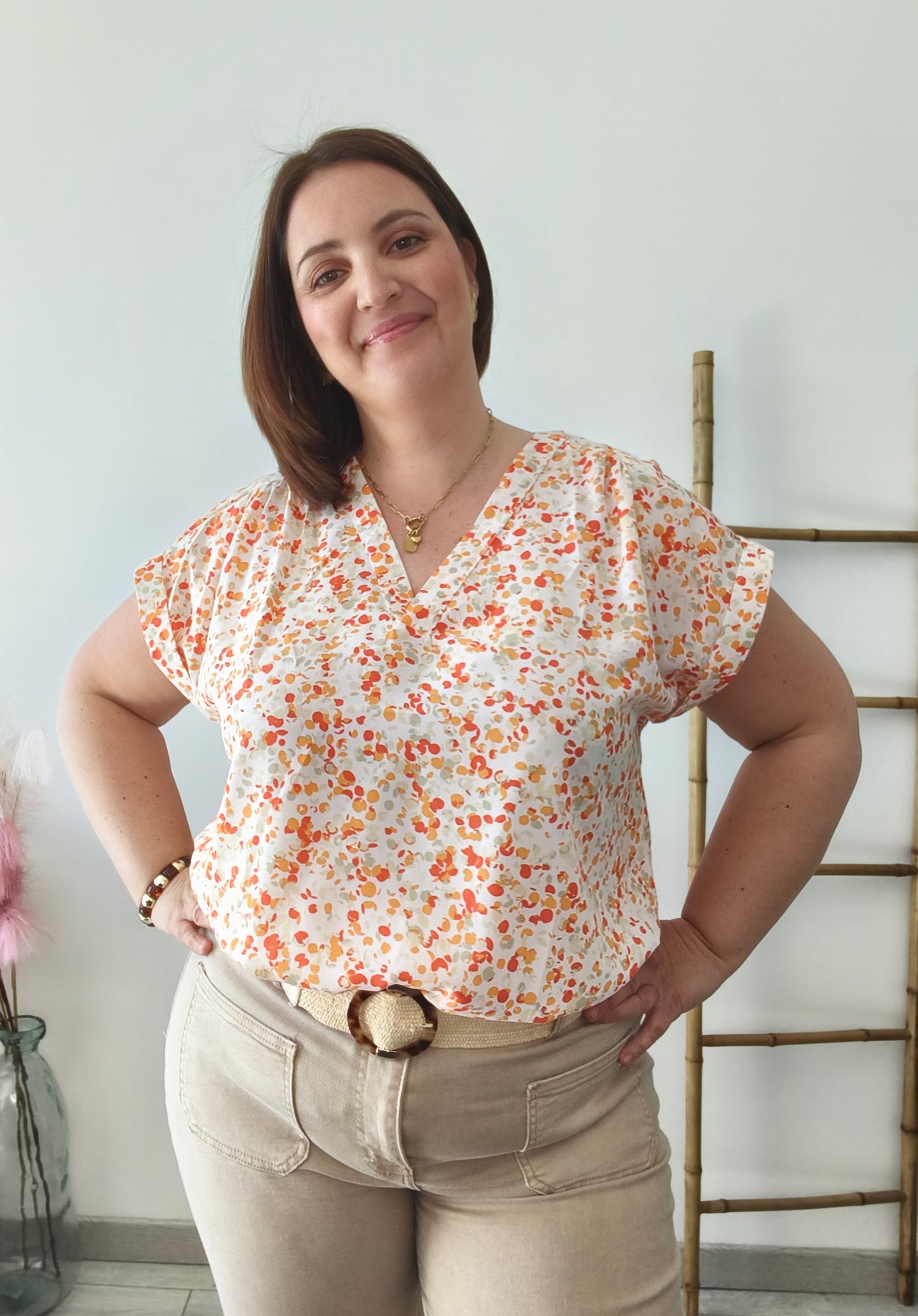 Blouse colorée orange