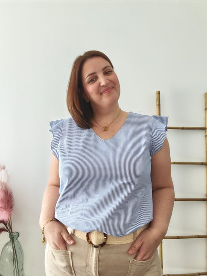 Top rayé bleu/ blanc