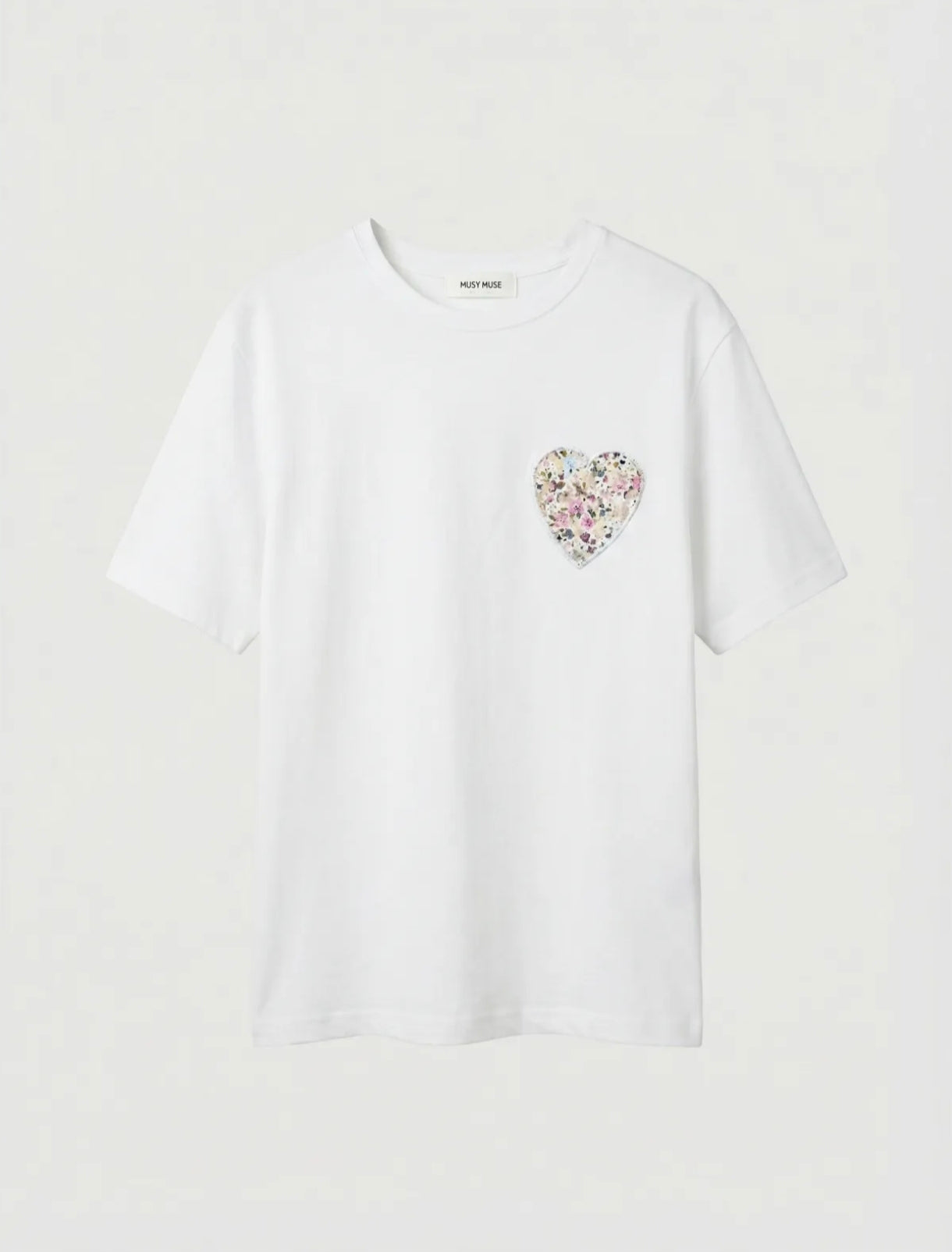 T-shirt coeur fleuri pastel