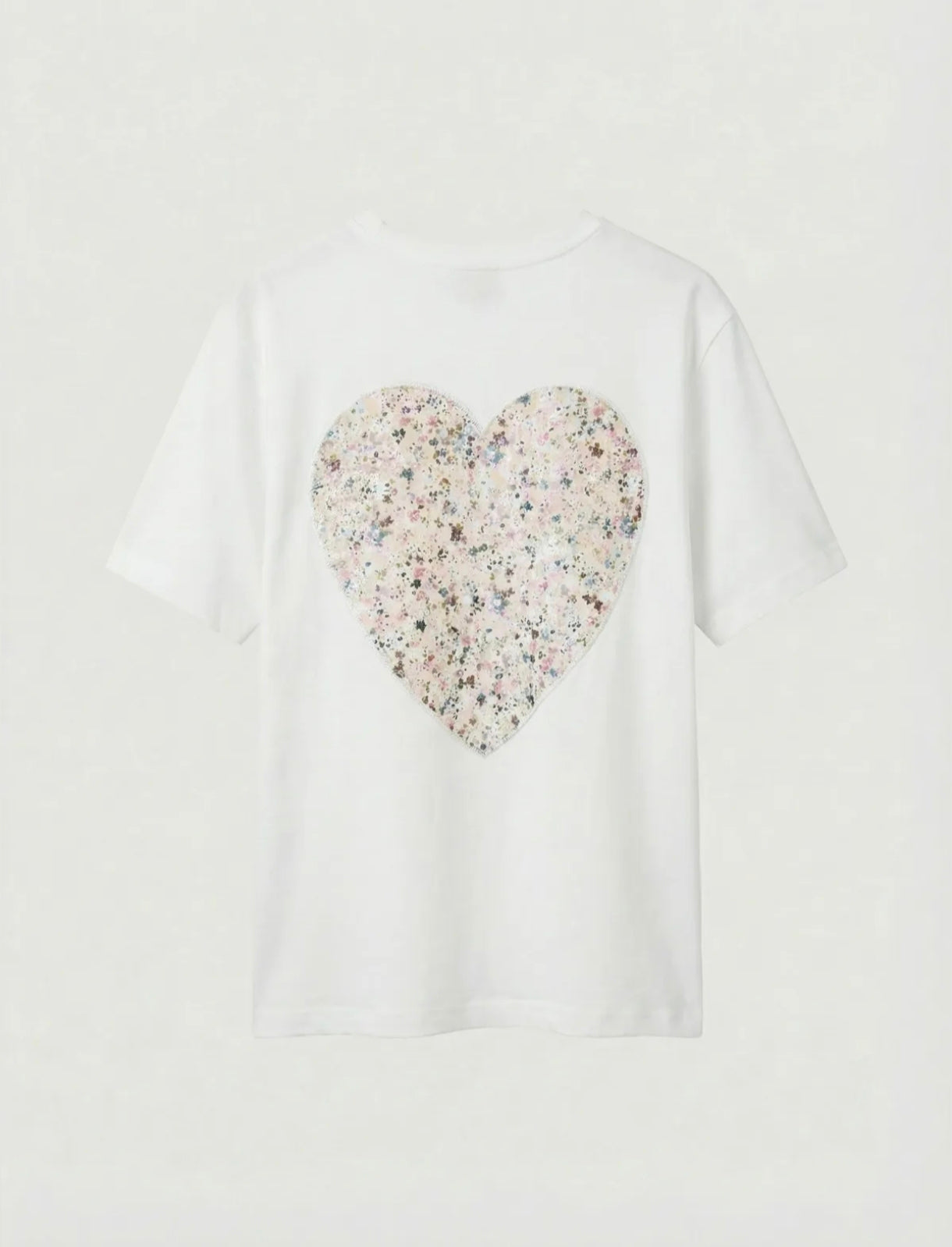 T-shirt coeur fleuri pastel