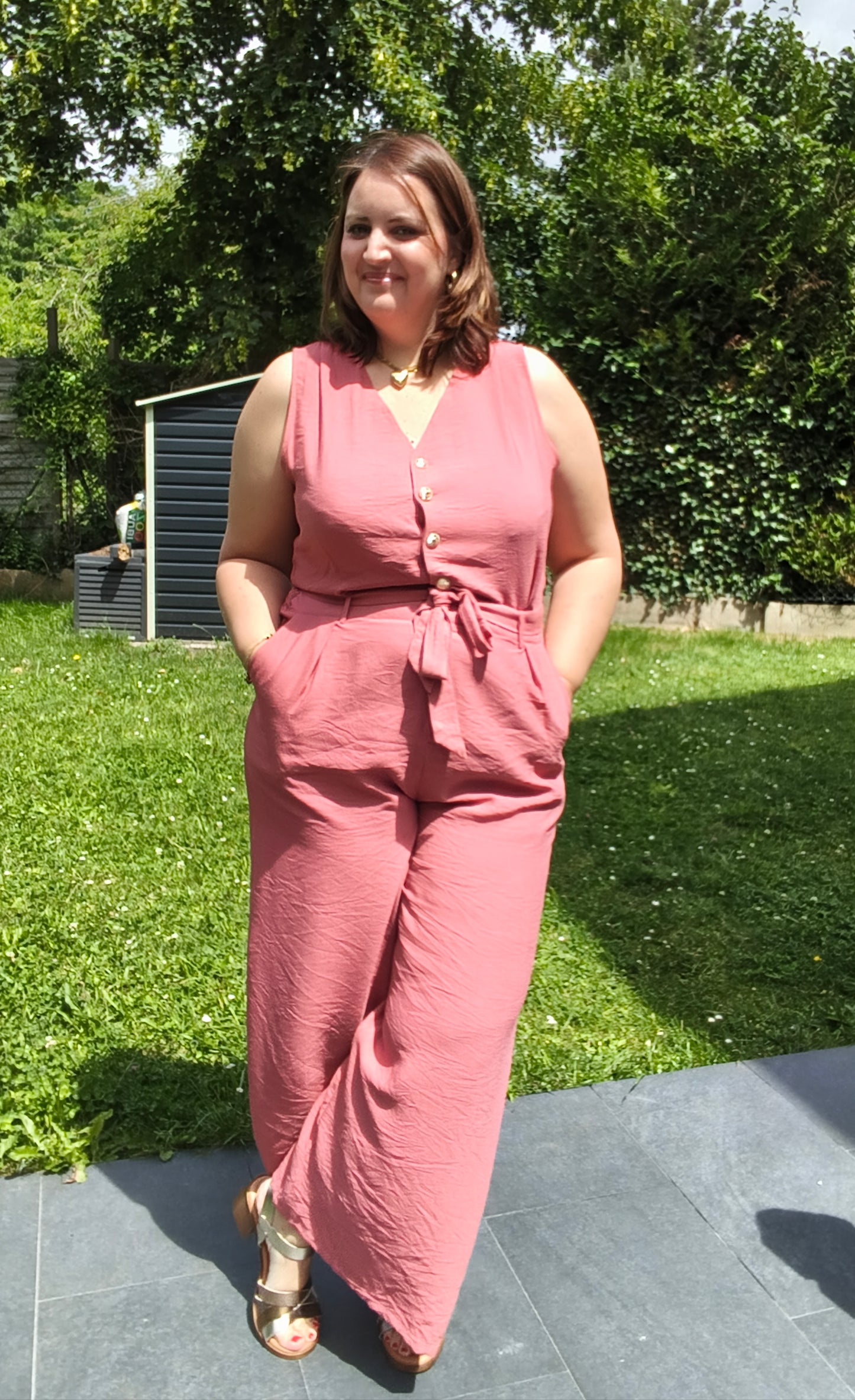 Combi pantalon rose