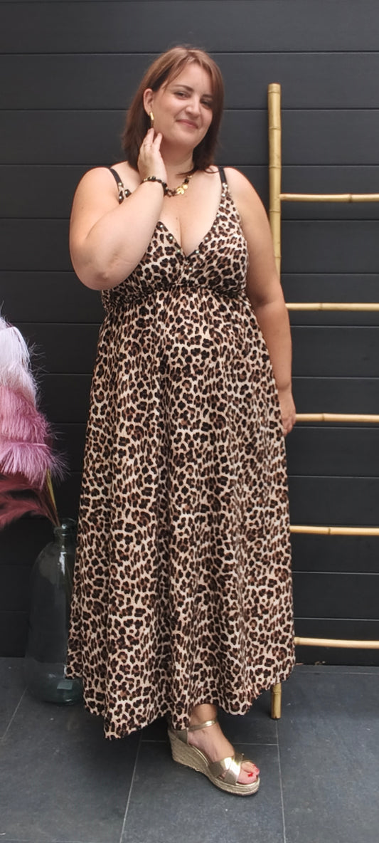 Robe léopard décolleté V