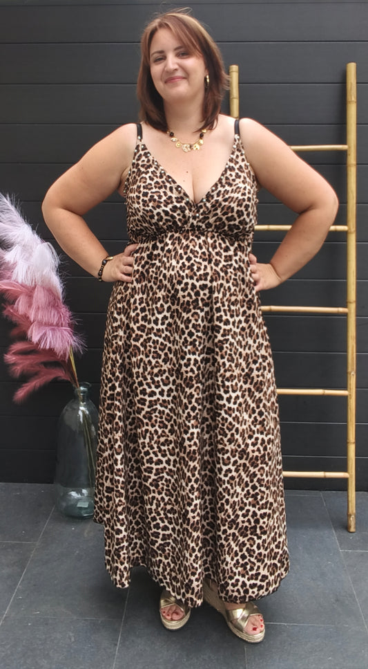 Robe léopard décolleté V