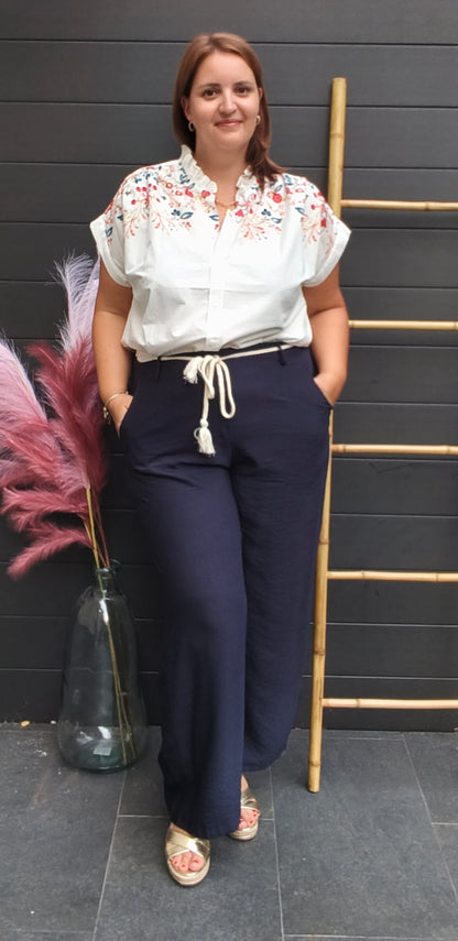 Pantalon large bleu marine