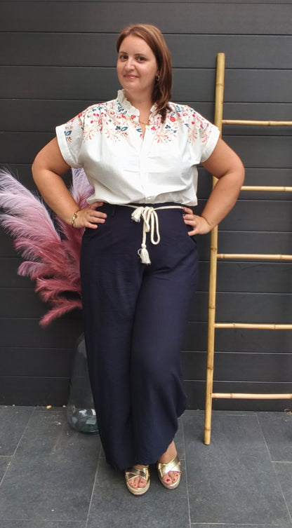 Pantalon large bleu marine