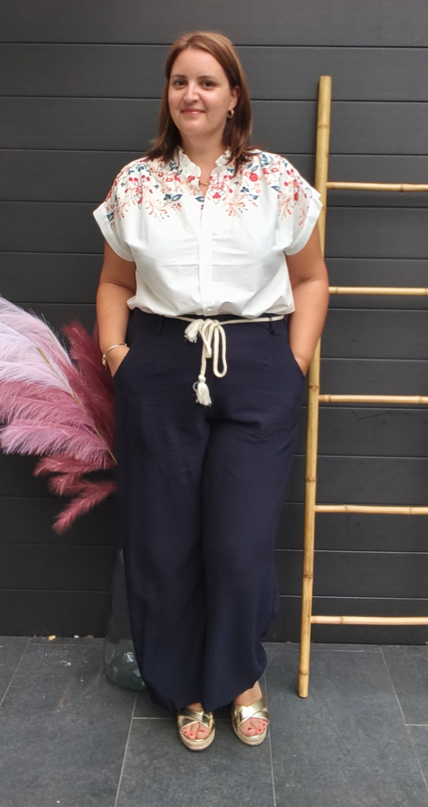 Pantalon large bleu marine