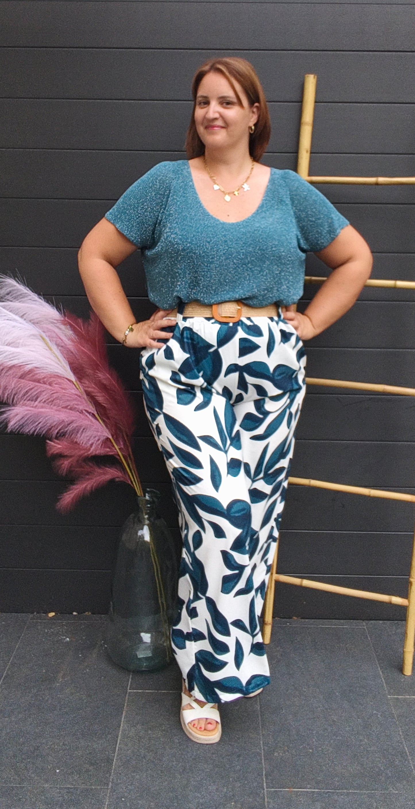 Top lurex bleu pétrole