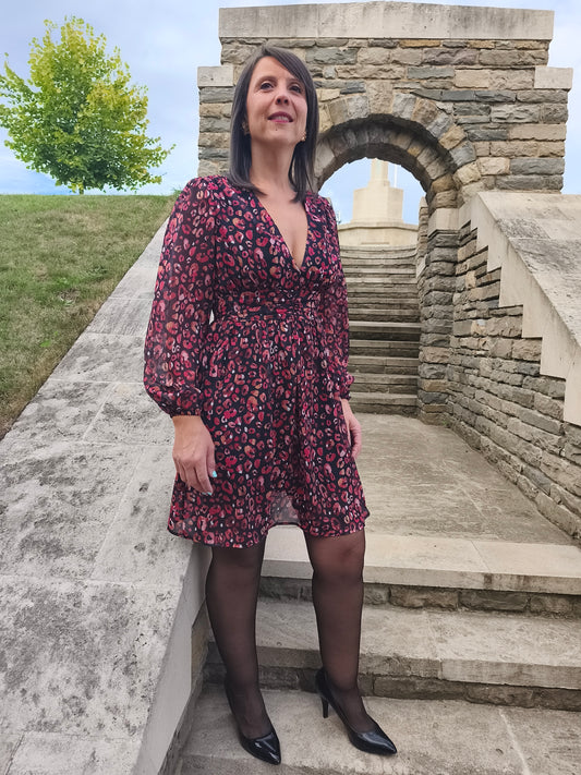 Robe léopard rouge et noir