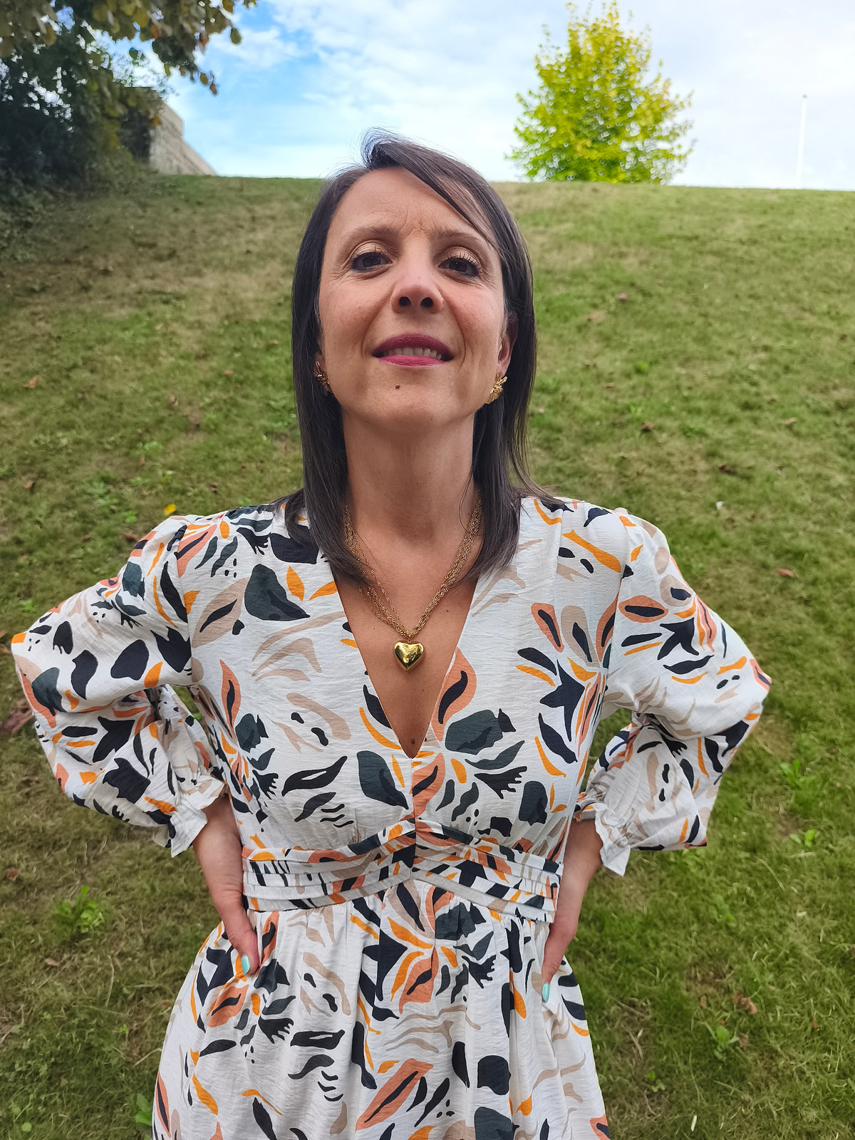 Robe écrue imprimé fleurs