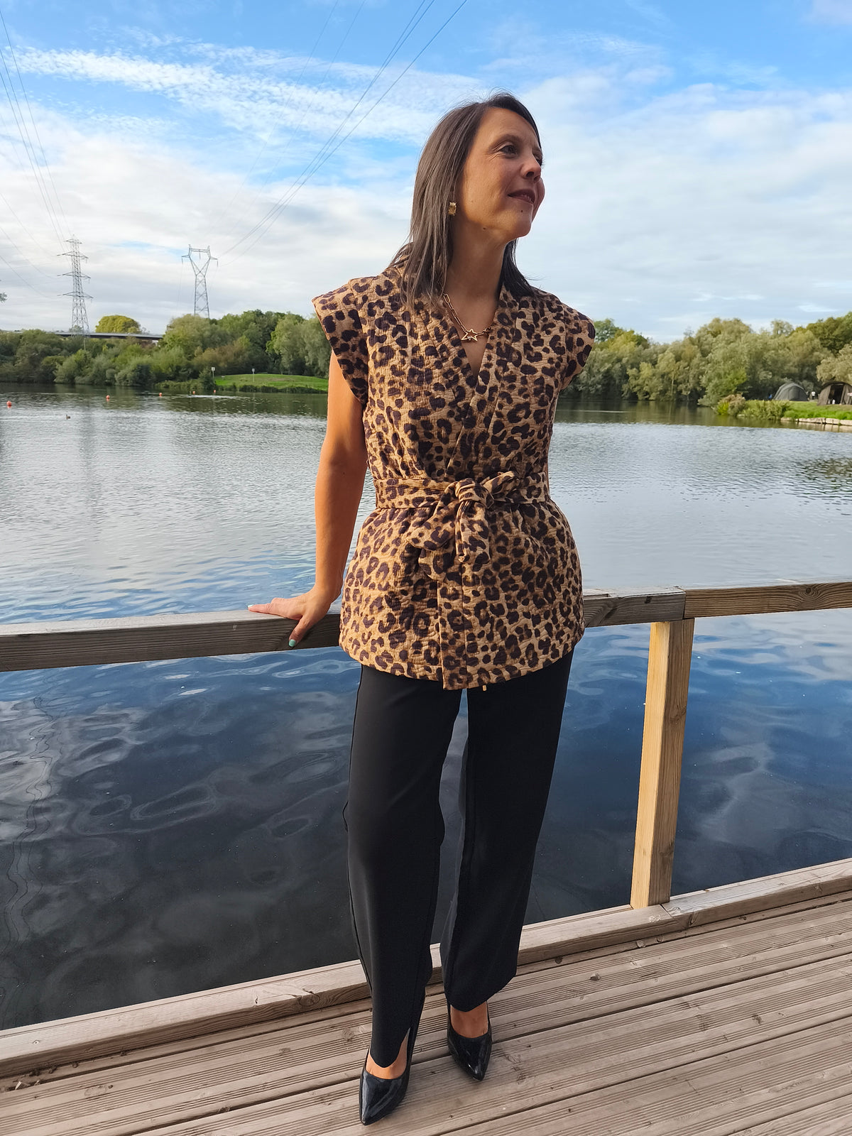 Veste sans manches léopard