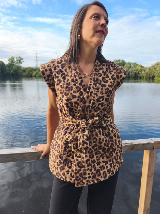 Veste sans manches léopard