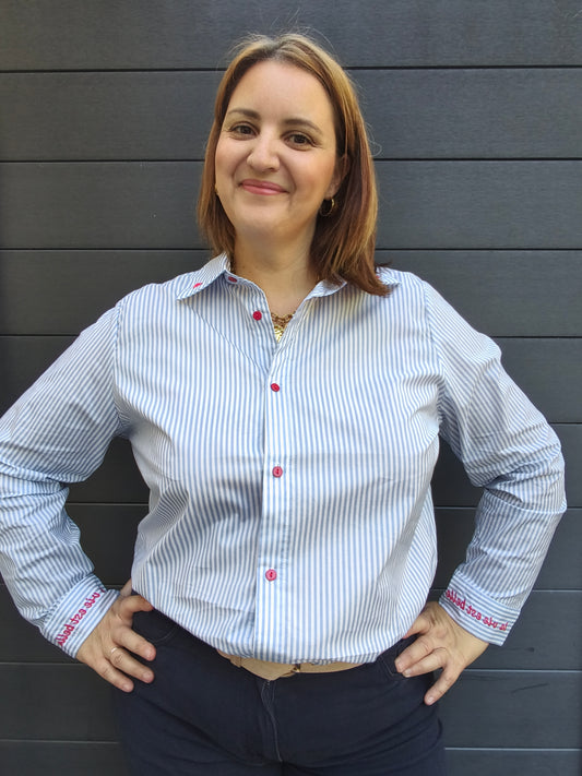 Chemise rayée "la vie est belle"